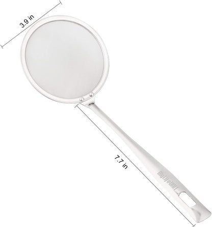 MyLifeUNIT Fine Mesh Strainer, 4 Pack Stainless Steel Skimmer Spoon for Hot Pot Foam and Grease