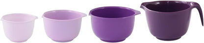 Glad Mixing Bowls with Pour Spout, Set of 4 - Nesting Plastic Bowls (1.2qt, 1.9qt, 2.8qt, and 3qt with Handle) - Non Slip Base, Dishwasher Safe Kitchen Cooking and Baking Supplies, Grey
