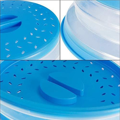 3 Pack Collapsible Microwave Food Covers, Splatter Guard,Vented Microwave Lid for Food, BPA free TPR, Dishwasher safe,Gray，Large, Medium, Small