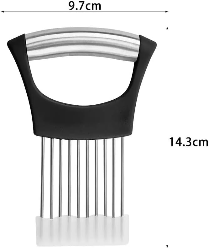 Large Onion Slice Holder, Stainless Steel Onion Cutter Lemon Slicer Vegetable Cutter, Vegetable Chopper Tomato Slicer Assistant Tool for Onion, Meat, Eggs, Tomato, Potato (CLASSIC (L1-1PCS))