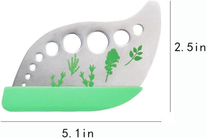 Herb Stripper,Green 9 holes Stainless Steel Kitchen Herbs Leaf Stripping Tool, Metal Herb Peeler for Kale, Collard Greens, Thyme, Basil, Rosemary Stripper, 5.1*2.5 inch, Silver