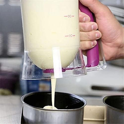 Cupcake Pancake Cookies Cream Dispenser Cake Mix Jug Baking Essentials Maker Cooking Tools Funnel Measuring cup Accessories (Purple)