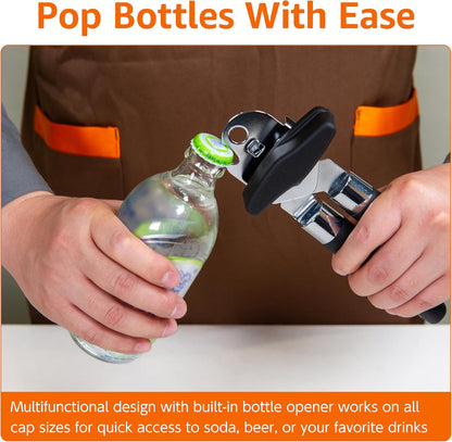 Multi-function Manual Can Opener and Bottle Opener with Soft Grip Dual Handle, 22 cm, Black