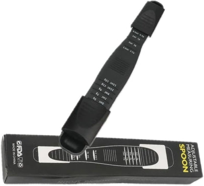 Kitchen Measurement Adjustable Double Head Plastic Measuring Spoon With Scale, Large, Black