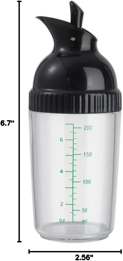 Wokyo Salad Dressing Shaker, Homemade Salad Dressing Bottle Mixer Measure Dripless Pour, Leak-free, Soft Grip, Dishwasher Safe BPA Free (Green)