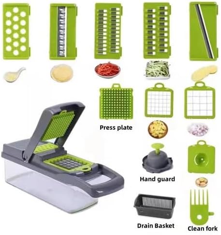 16-in-1 Vegetable Chopper and Slicer Set ? Multifunctional Food Chopper with Onion Dicer, Spiralizer, Graters, Egg Separator, Onion Holder & 7 Interchangeable Blades ? Veggie & Fruit Cutter