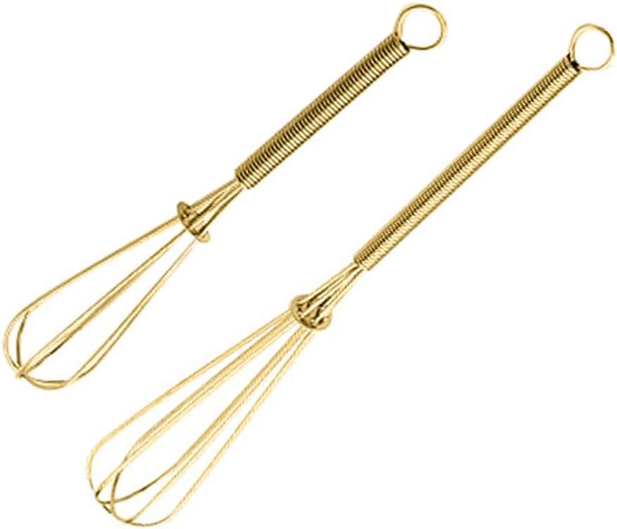 Stainless Steel Mini Whisk 2 Pcs, Small Wire Whisks Set with Wooden Handle, Kitchen Egg Beater Mini Hand Mixer for Cooking, 7.8inch