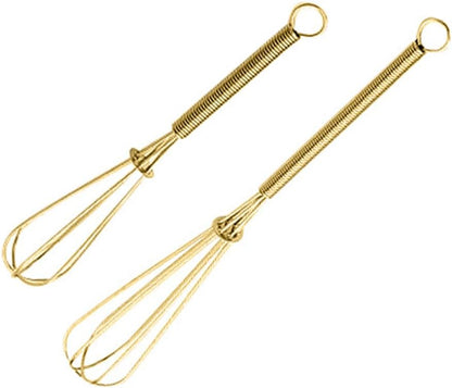 Stainless Steel Mini Whisk 2 Pcs, Small Wire Whisks Set with Wooden Handle, Kitchen Egg Beater Mini Hand Mixer for Cooking, 7.8inch