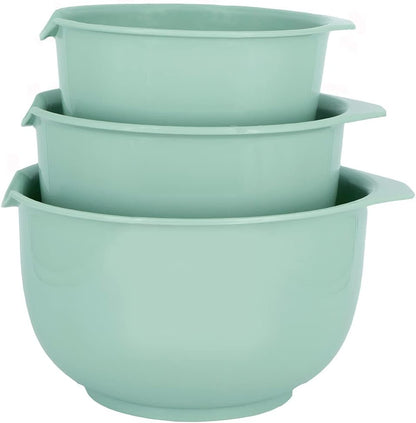 Glad Mixing Bowls with Pour Spout, Set of 4 - Nesting Plastic Bowls (1.2qt, 1.9qt, 2.8qt, and 3qt with Handle) - Non Slip Base, Dishwasher Safe Kitchen Cooking and Baking Supplies, Grey