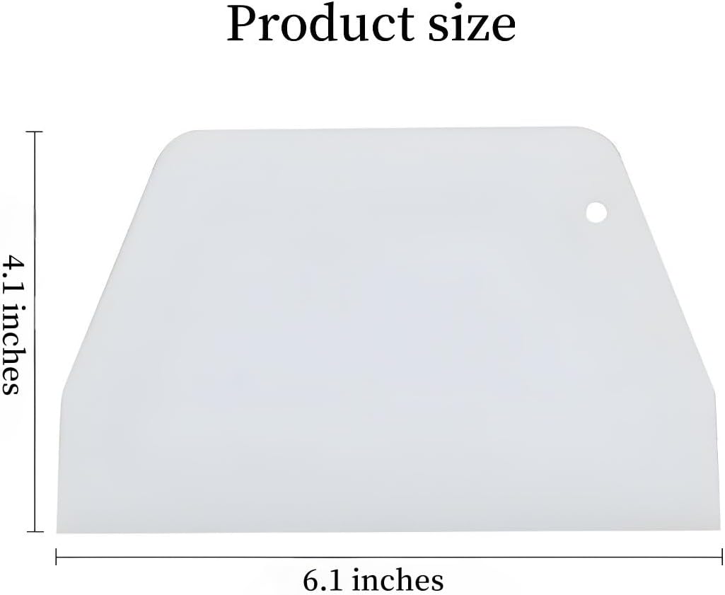 3-Piece Trapezoidal Plastic Scraper, Multi-Function Kitchen Tool, Bench Scraper, Dough Scraper, for Kitchen Restaurant, Flat Top Griddle Baking, Bread, Pizza, White (6.1x4.1 Inches)