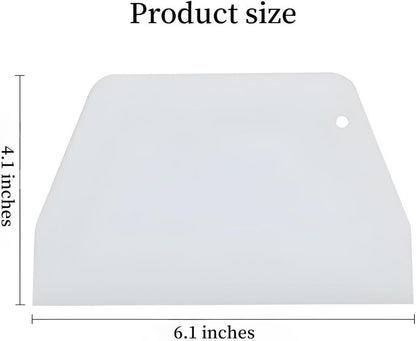 3-Piece Trapezoidal Plastic Scraper, Multi-Function Kitchen Tool, Bench Scraper, Dough Scraper, for Kitchen Restaurant, Flat Top Griddle Baking, Bread, Pizza, White (6.1x4.1 Inches)