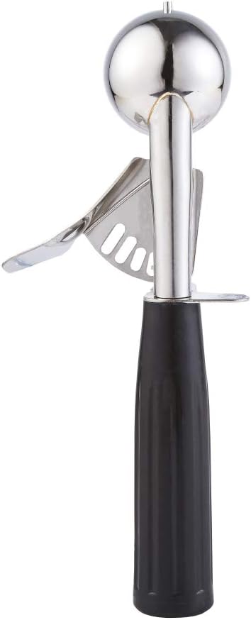 Saebye Portion Scoop - #8 (4 oz) - Disher, Large Ice Cream Scoop with Trigger, Cookie Scoop, Food Scoop, Muffin Scoop - Portion Control - 18/8 Stainless Steel, Grey Handle