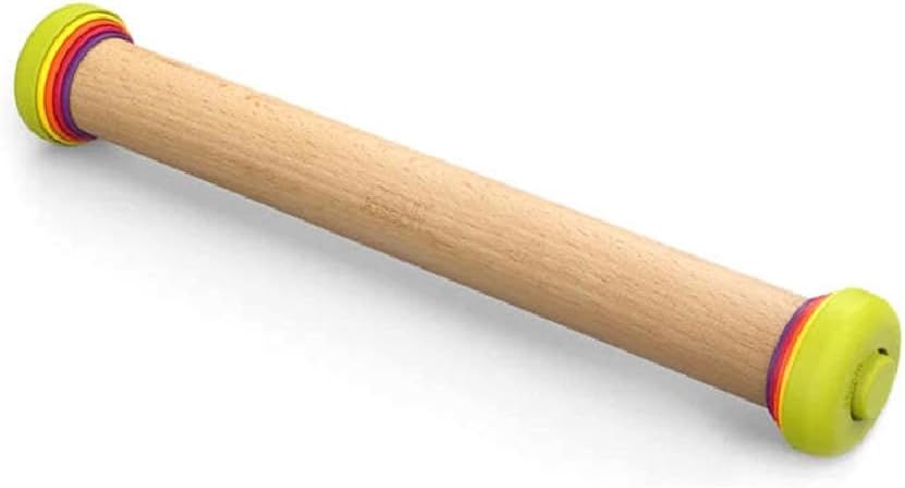 Joseph Joseph PrecisionPin - Rolling Pin with adjustable pastry thickness, Baking and dough rollers, Beech Wood, Pastel Blue