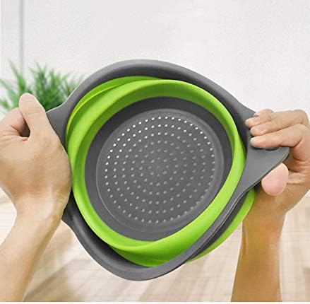 2-Pack Collapsible Colanders with Handles with Extendable 9-1/2 Inch &11-1/2 Inch Folding Kitchen Vegetable Basket Handles Perfect for Draining Pasta Vegetable fruit
