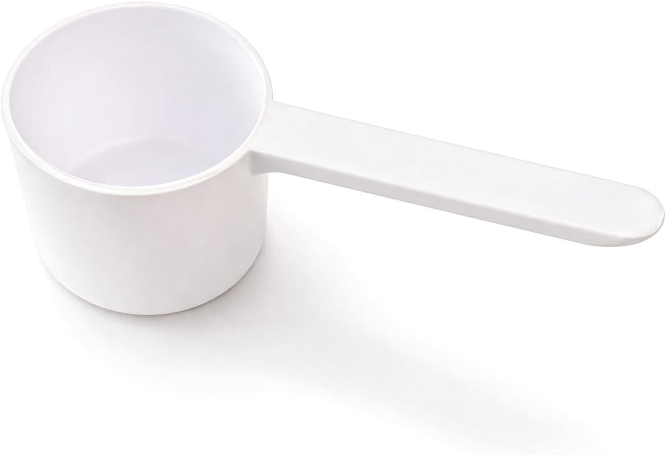 2 Tablespoon Scoop (30ml) – Coffee Scoop & Protein Scoop – Measuring Spoon 2 Tbsp, Long Handle Plastic Scoop, Accurate Measure for Coffee, Powder & Kitchen (5 Pack), White
