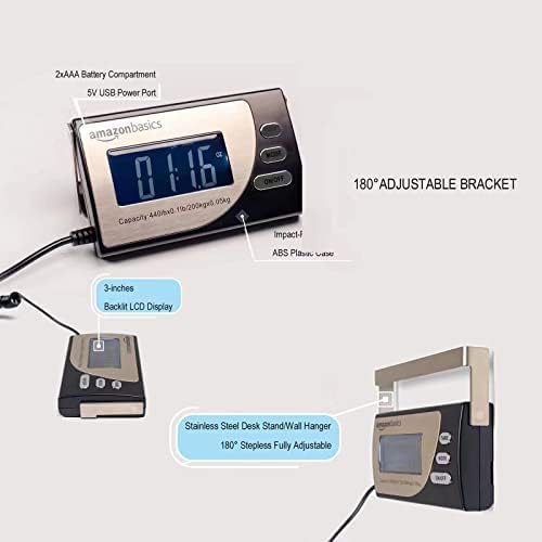 Amazon Basics Digital Postal Shipping Scale with Tare Function, AC Adapter, 65 lb Capacity, 0.1 oz Readability, LCD Display, Black