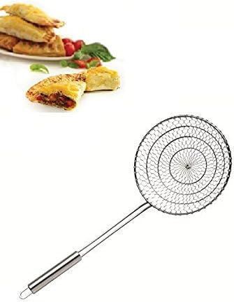 Stainless Steel Asian Spider Strainer Professional Kitchen Wire Skimmer with Spiral Mesh Basket Tools (Dia 7inch)