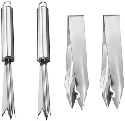 4Pack Pineapple Eye Peeler Remover Tool, Stainless Steel V Shape Pineapple Eye Cutter Removing Fork, Pineapple Eye Clip Kitchen Tools