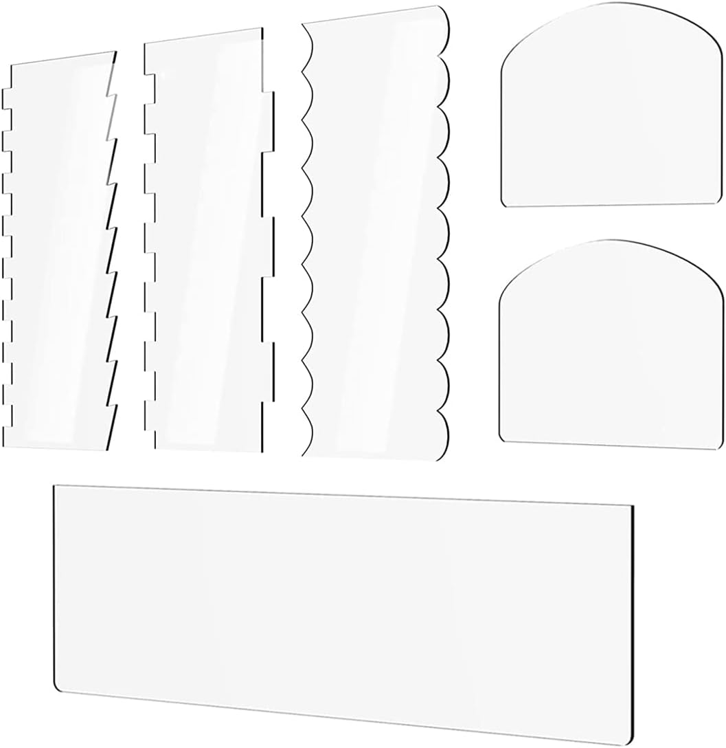 6 Pieces Clear Acrylic Cake Scraper Cake Decorating Comb Cake Edge Smoother Scraper Pastry Cutter