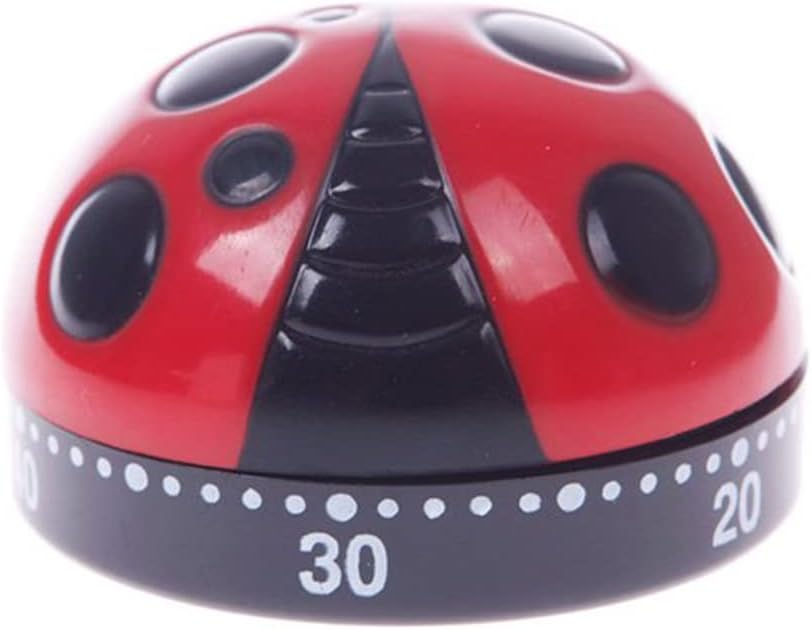 Ladybug Mechanical Cooking Timer - 60-Minute Kitchen Alarm Clock with Loud Ring
