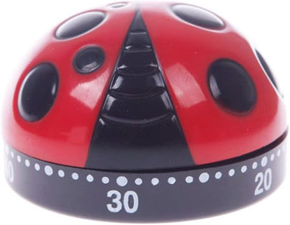 Ladybug Mechanical Cooking Timer - 60-Minute Kitchen Alarm Clock with Loud Ring