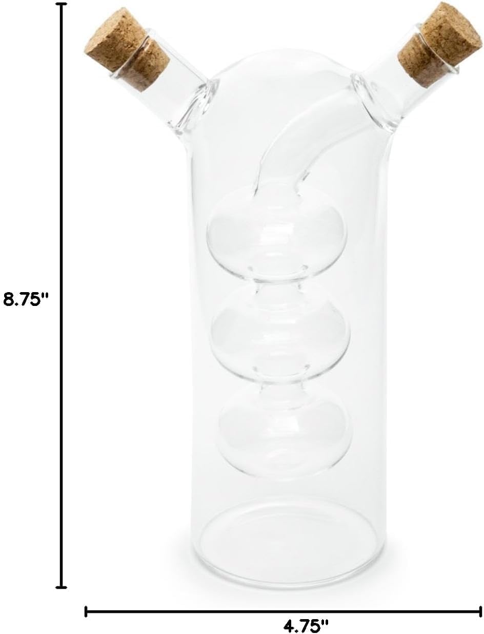 Fox Run 7050 Run Grape Motif Oil and Vinegar Cruet Dispenser Bottle, Clear Borosilicate Glass
