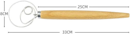 Danish Dough Whisk - 13" Dutch Whisk with Stainless Steel Ring - Danish Whisk for Bread, Pastry or Pizza Dough - Baking Tool Alternative to a Blender, Mixer or Hook