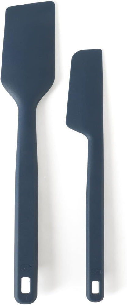 Calphalon Prime Scraper Set, 2-Piece Silicone Kitchen Scraper Set, Flexible Baking & Cooking Scrapers, Heat-Resistant Nonstick-Safe Tools with Ergonomic Handles, Navy