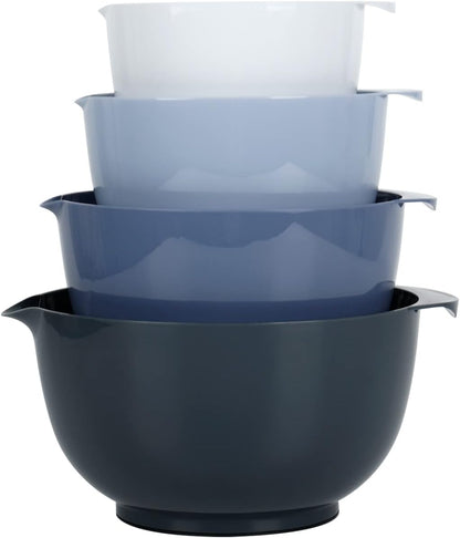 BoxedHome Green Ombre Nesting Plastic Mixing Bowl Set With Pour Spout, Microwave and Dishwasher Safe, BPA free Non-Slip Base, Set of 4 Size 1.7, 2.5, 3.5 and 4.5qt, Great for Prepping, Baking, Cooking
