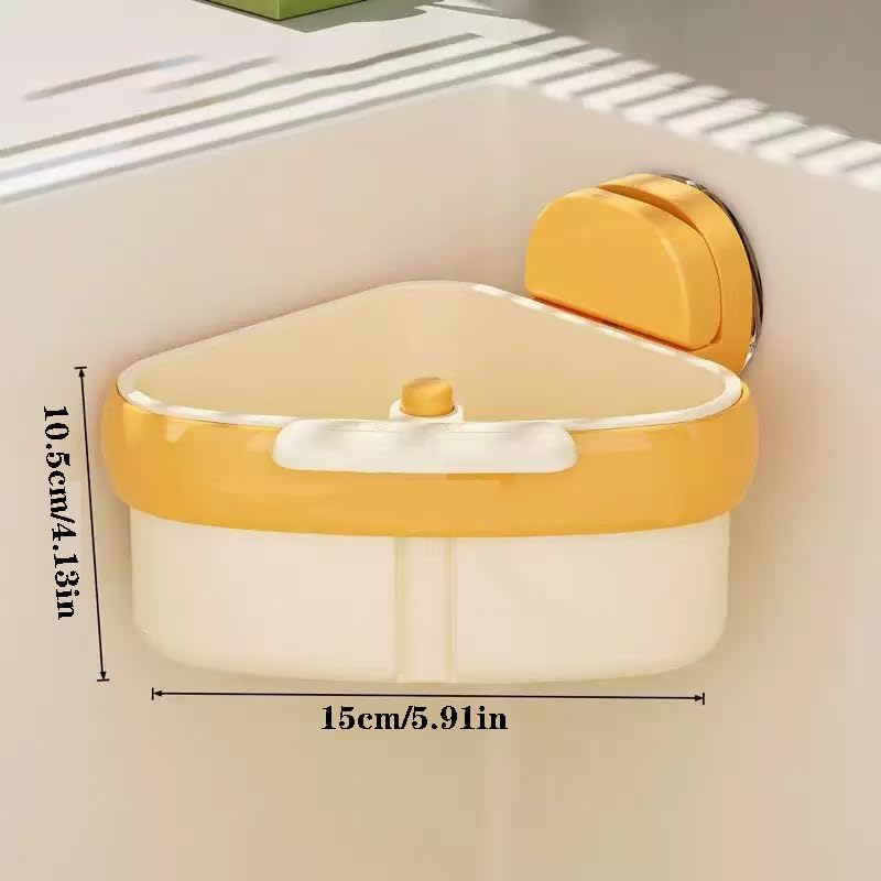 Corner Sink Strainer,Sink Strainer Basket,2026 New Upgraded Suction Cup Press Sink Drainer Basket,Food Drainer for Sink,Practical Corner Kitchen Sink,Sink Ccorner Strainer Helper(Yellow)