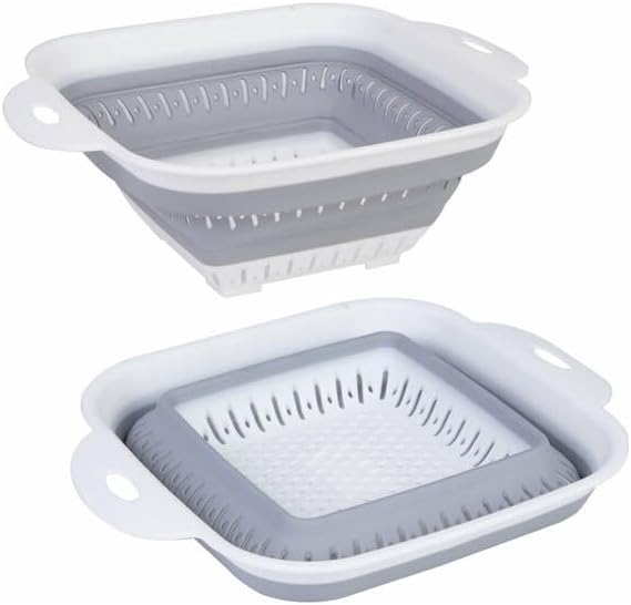 Collapsible Colanders (Strainers) for Fruit Vegetable Food Sizes (square)
