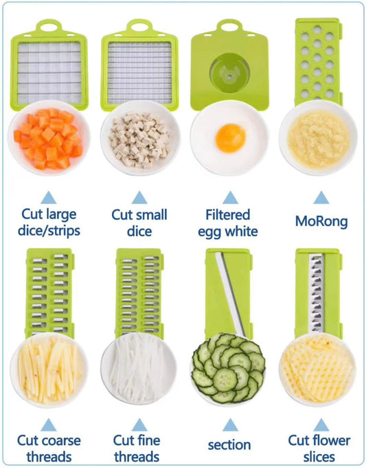 's16-in-1 Vegetable Cutter Slicer – Multifunctional Vegetable Chopper with Stainless Steel Blades, Manual Onion Cutter, Food Slicer & Dicer for Kitchen, Salad Maker.