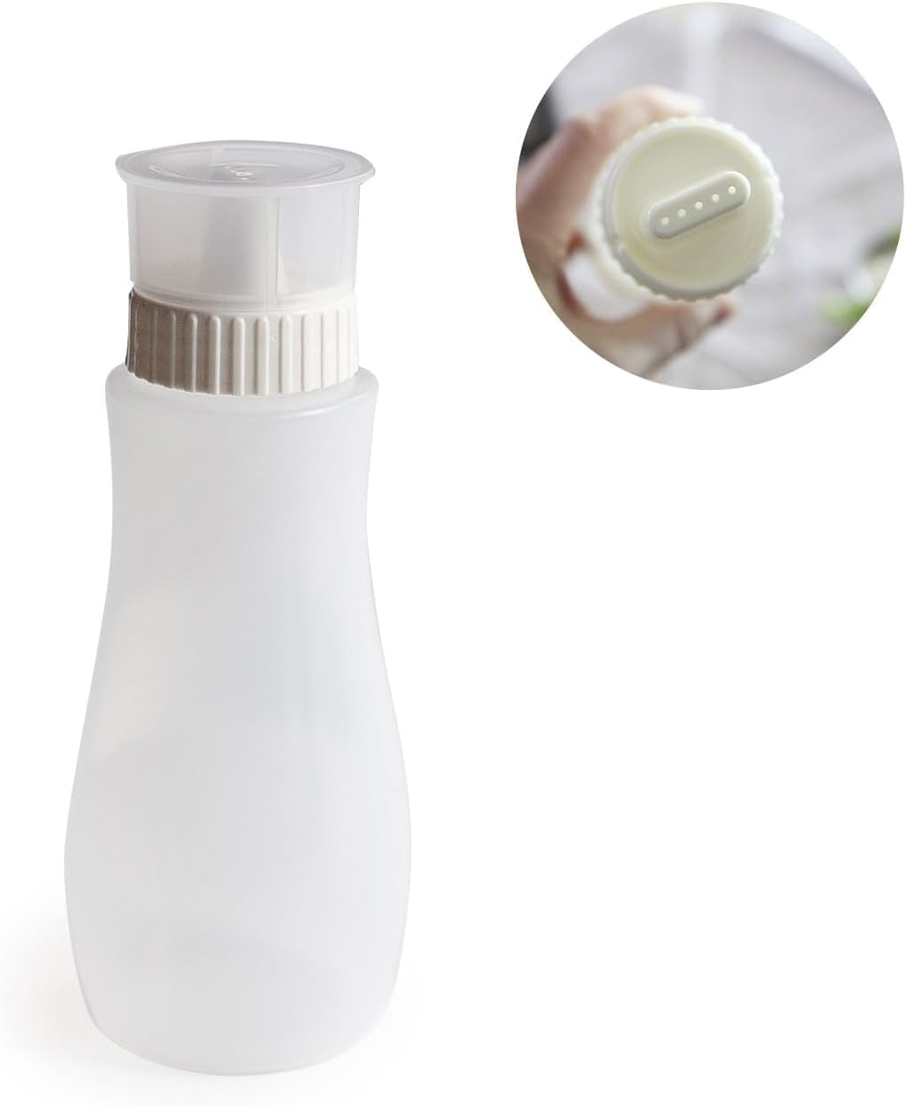 Squeeze Sauce Bottle 5 Holes Canister Design for Sauce Mayo Salad Vinegar Ketchup Honey Oil Container with Dust Lid 380ml (White)