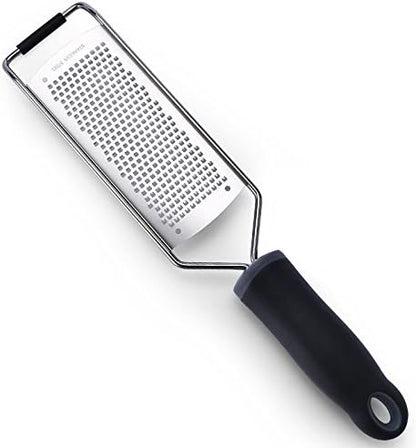Lemon Zester, Stainless Steel Kitchen Cheese Grater, Plastic Cover Ergonomic Soft Black Handle