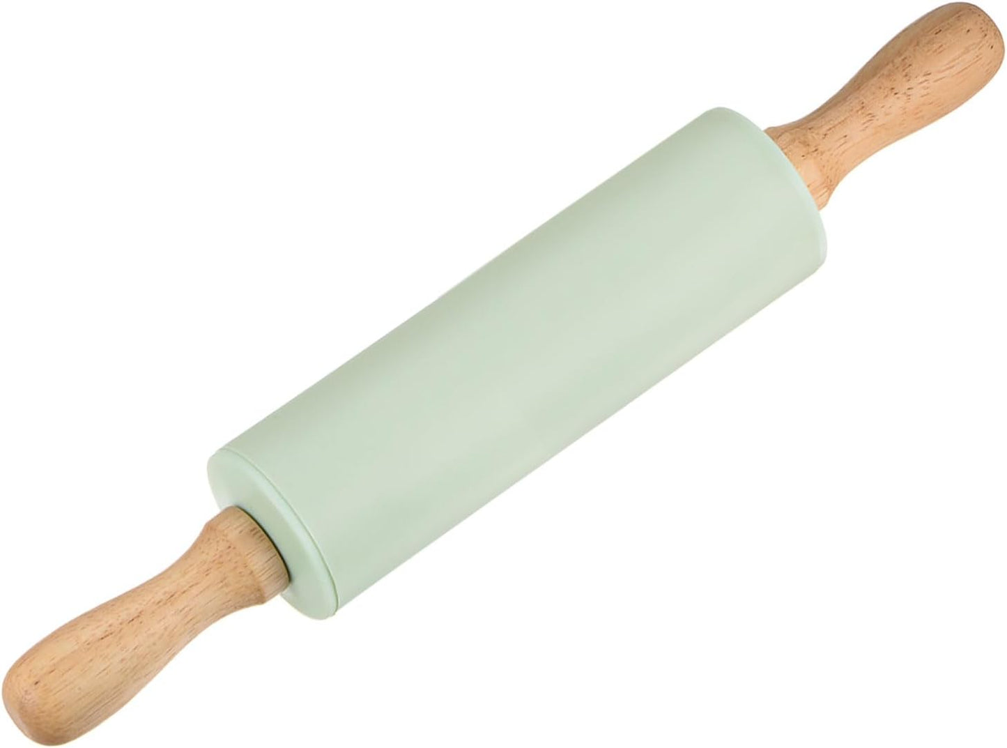 HARFINGTON Silicone Rolling Pins for Baking 12.2 Inch Non-Stick Silicone Surface Wooden Handle Rolling Pin Small Roller Playdough Rolling Pins for Fondant Kitchen Dough Pizza, Green