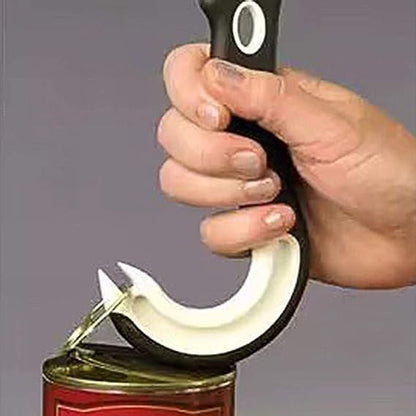 BWESOO 2 PCS Black Manual J Shape Ring Pull Can Opener, Stainless Steel