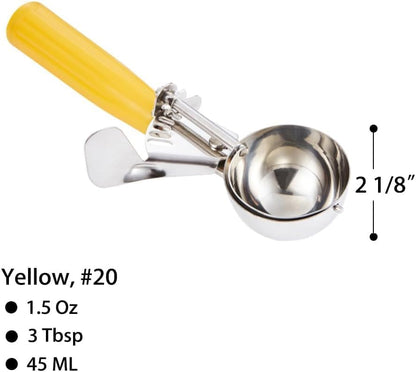 Saebye Portion Scoop - #8 (4 oz) - Disher, Large Ice Cream Scoop with Trigger, Cookie Scoop, Food Scoop, Muffin Scoop - Portion Control - 18/8 Stainless Steel, Grey Handle
