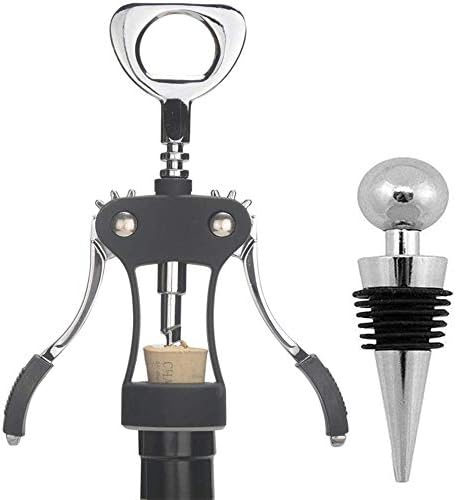 Wing Corkscrew,Ilyever Premium Wine Opener with Bottle Stopper,Multifunctional Corkscrew Wine Cork Opener Bottler Opener Remover for Home, Kitchen,Restaurant,Party and as Gift,Black