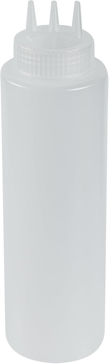 Restaurantware Plastic Squeeze Bottle 20 oz Refillable Condiment Bottle Large Valve Dishwashable Yellow Inverted Sauce Dispenser For Thick Condiments, Dressings, Batter, Sour Cream, And Syrups