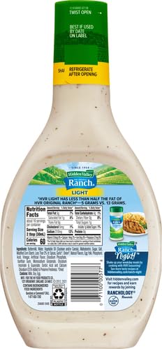 Hidden Valley Light Ranch Condiment and Dressing, Easy Squeeze Bottle, 16 Fl Oz, (Package May Vary)
