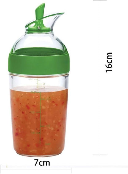 Salad Dressing Mixer, Used To Hold Sauces, Leak Proof, Salad Seasoning Pot with Scale, Green Kitchen Seasoning Pot, Storage of Various Sauces, Salad, Tomato Sauce, Green, 8.5oz