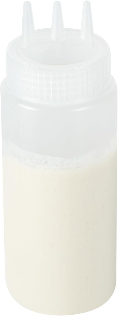 Restaurantware Plastic Squeeze Bottle 20 oz Refillable Condiment Bottle Large Valve Dishwashable Yellow Inverted Sauce Dispenser For Thick Condiments, Dressings, Batter, Sour Cream, And Syrups