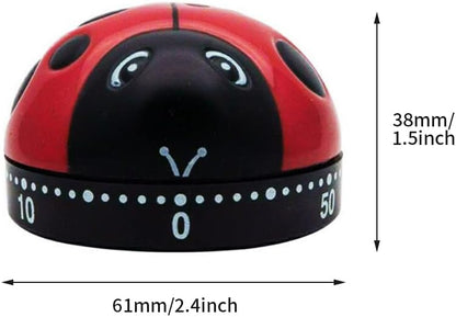 Ladybug Mechanical Cooking Timer - 60-Minute Kitchen Alarm Clock with Loud Ring
