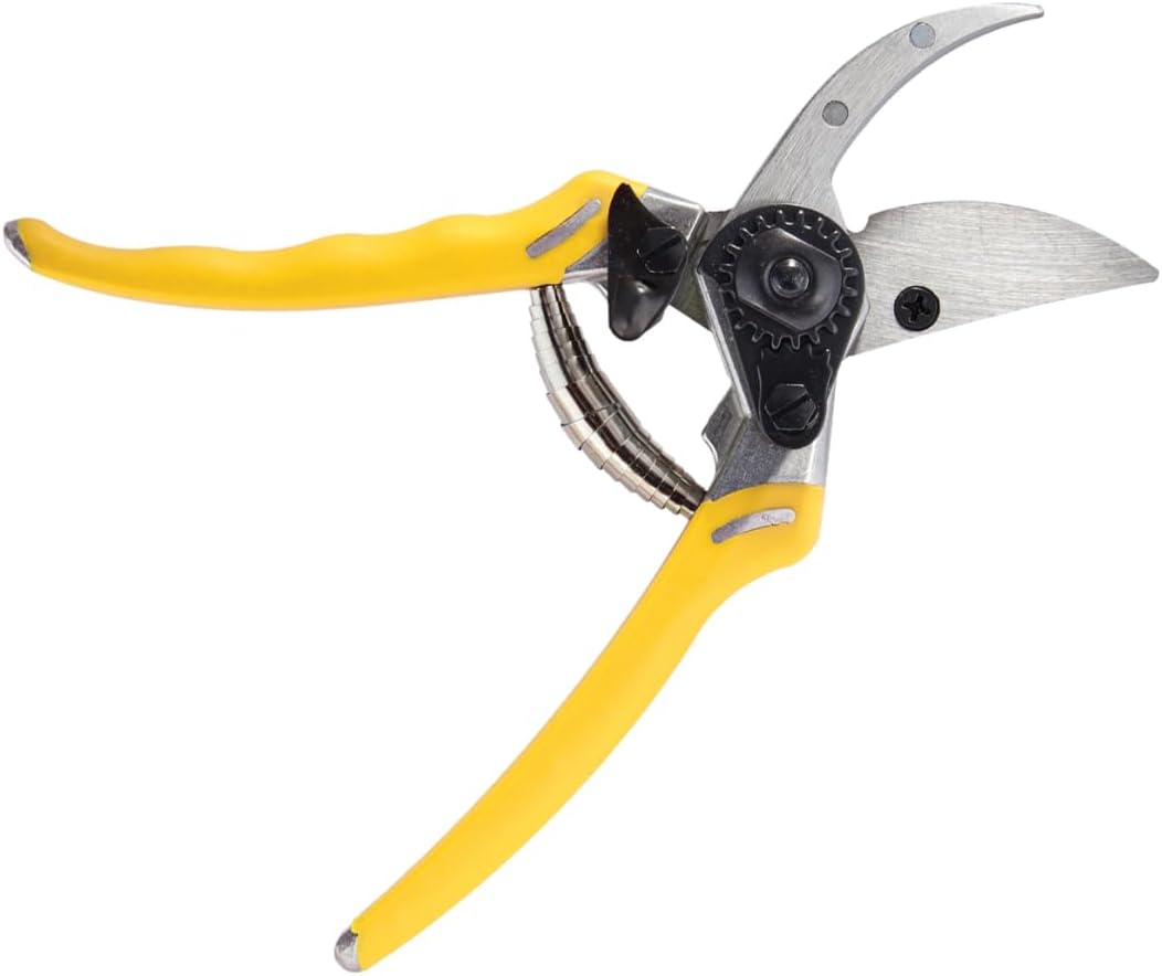 Dramm ColorPoint Stainless Steel Compact Garden Pruning Shears, Hand Pruner, Garden Clippers, with Heavy Duty Blade and Easy grip Handle, Yellow
