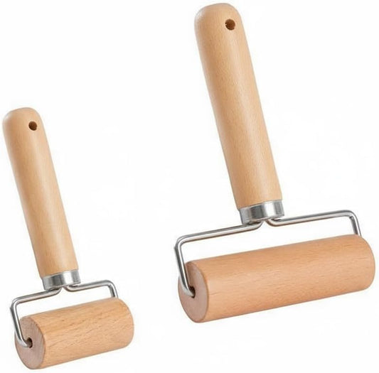 2 PCS Rolling Pin Mini, Small Wooden Pastry Roller for Pizza, Cookie, Dumpling, Tortilla, Non-Stick Surface with Comfort Grip Handle