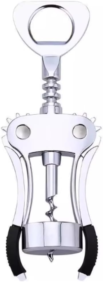Heavy-Duty Zinc Alloy Wing Corkscrew, Professional Wine Bottle Opener with Ergonomic Handle & Sharp Spiral Drill, Multi-Functional Bar Tool for Kitchen, Restaurant, Bartender