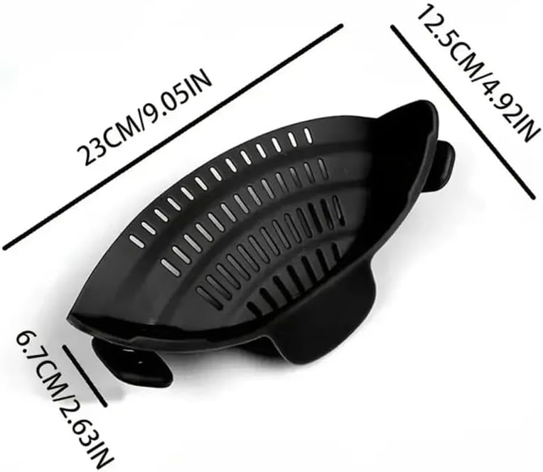 Silicone Clip On Strainer for Pots and Pans - Heat Resistant, Food, Noodle, Meat, Fruits, Vegetables and Pasta Strainer - Versatile Kitchen Gadget (Gray)