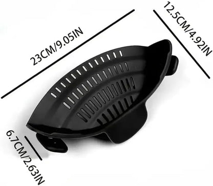 Silicone Clip On Strainer for Pots and Pans - Heat Resistant, Food, Noodle, Meat, Fruits, Vegetables and Pasta Strainer - Versatile Kitchen Gadget (Gray)