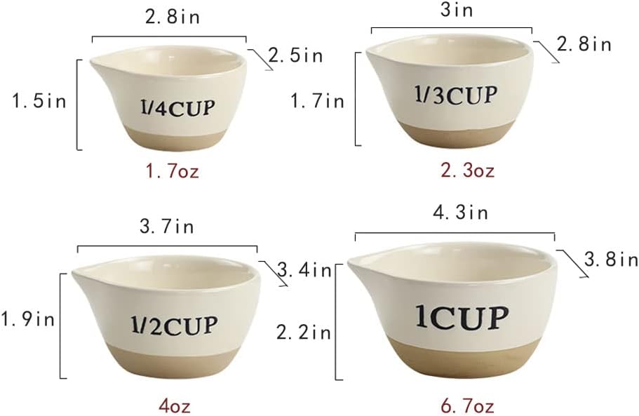 Ceramic Milk Measuring Cup Egg Measuring Bowl Baking Bowl, set of 4
