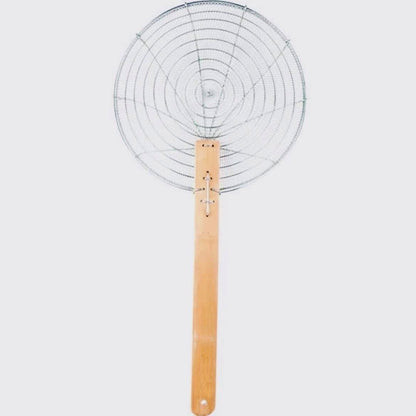 8-Inch Galvanized Steel Spider Strainer – Fine Mesh Skimmer with Natural Bamboo Handle for Cooking & Frying Ideal for Home & Professional Kitchens